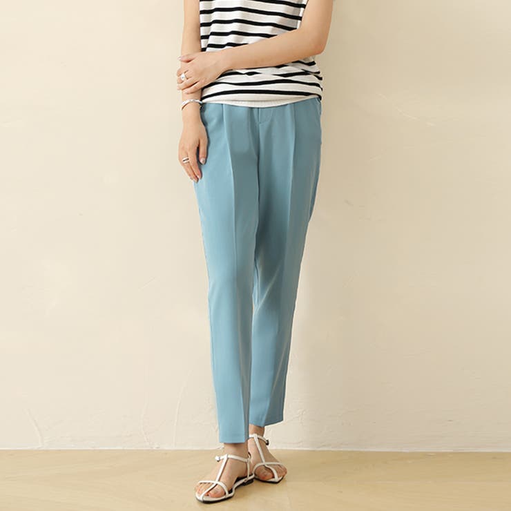 グリーン | センタープレステーパードパンツ | Doux Belle 