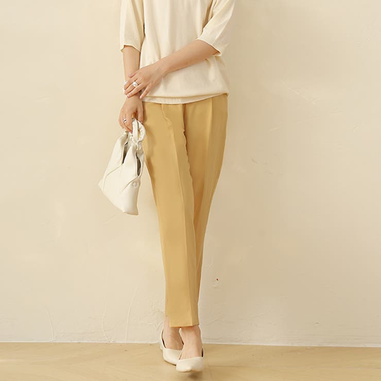 イエロー | センタープレステーパードパンツ | Doux Belle 