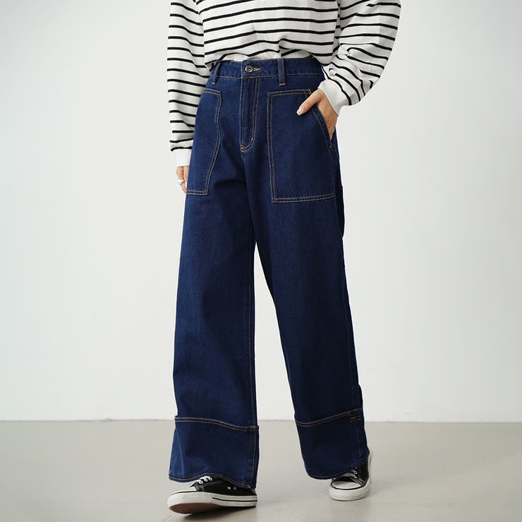 ネイビー | ボトムス ロング ワイド | Doux Belle 