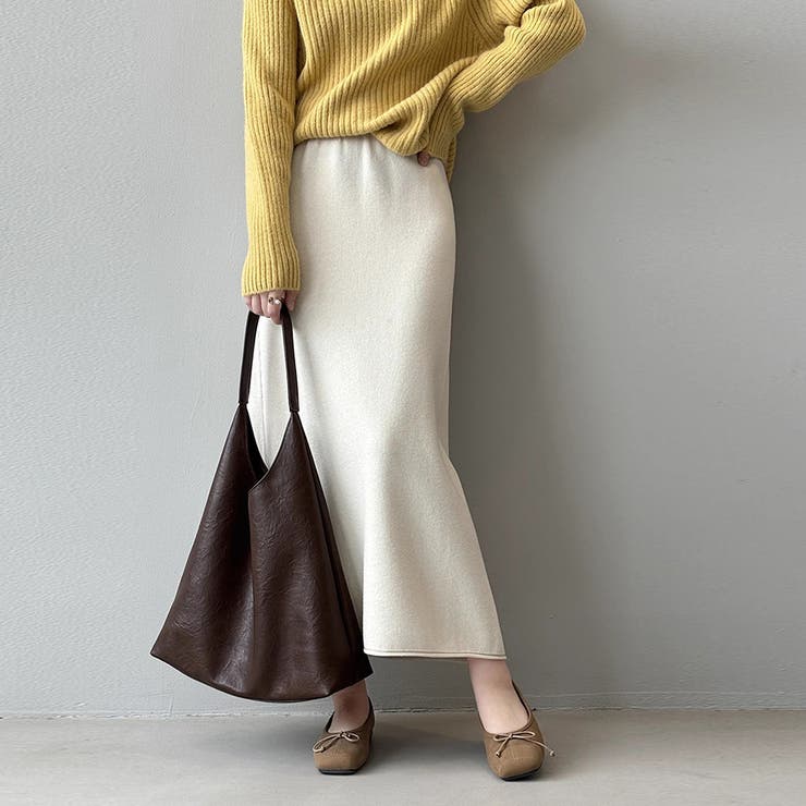 ベージュ | ニットAラインスカート ボトムス フレア | Doux Belle 