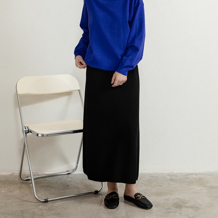 ブラック | ニットAラインスカート ボトムス フレア | Doux Belle 