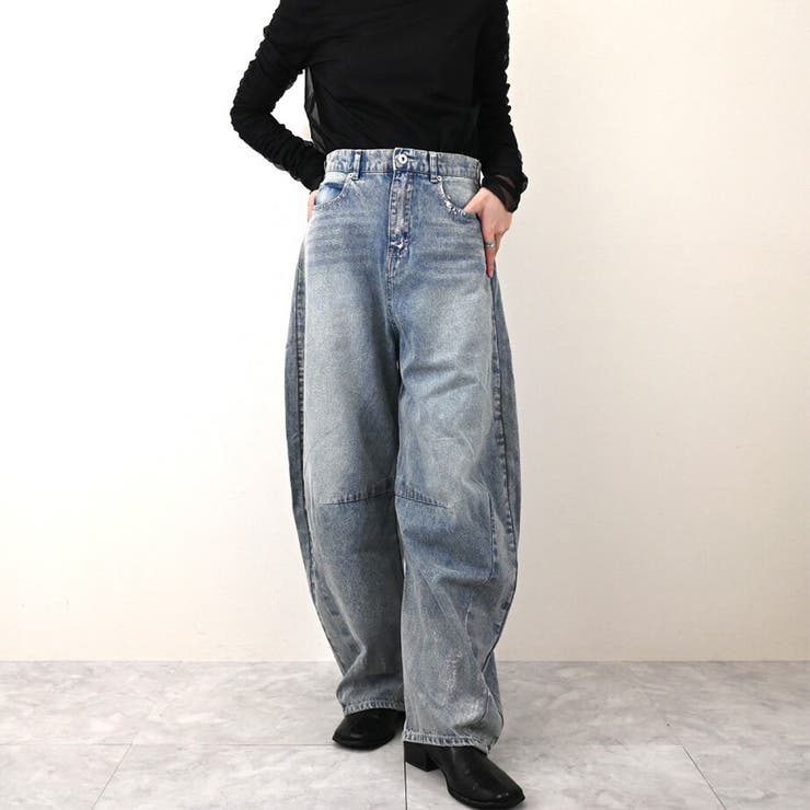 ポケット付き バルーン風シルエット カーブ デニム | Doux Belle  | 詳細画像1 