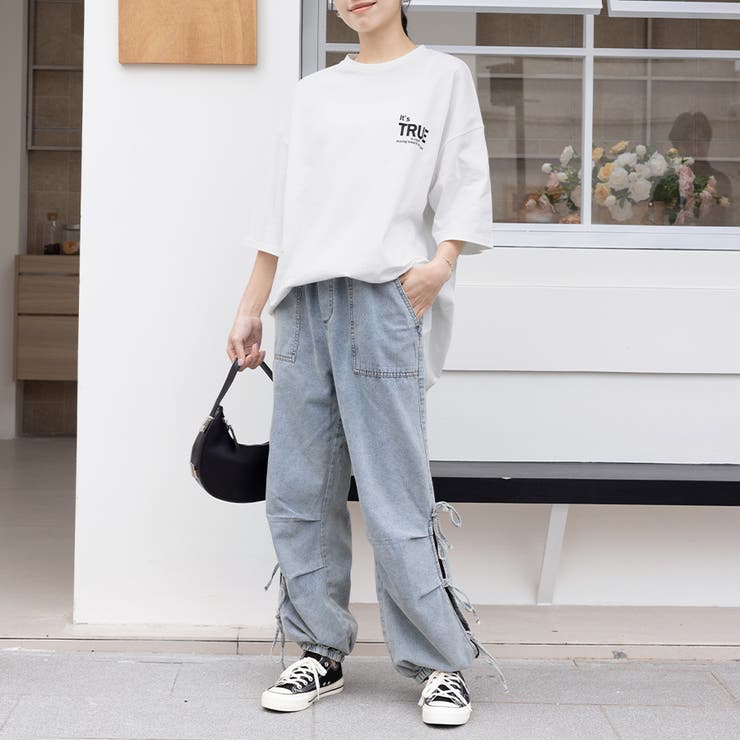 サイドリボンバギーデニムパンツ | Doux Belle  | 詳細画像3 