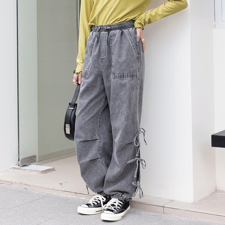 サイドリボンバギーデニムパンツ[品番：DBLW0001805]｜Doux Belle