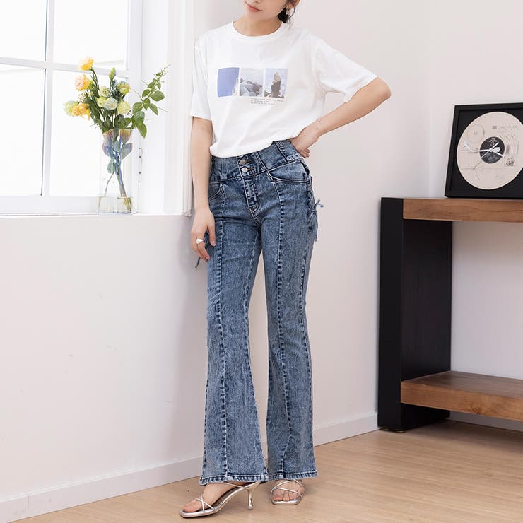 3つボタンフレアデニムパンツ  | Doux Belle  | 詳細画像4 