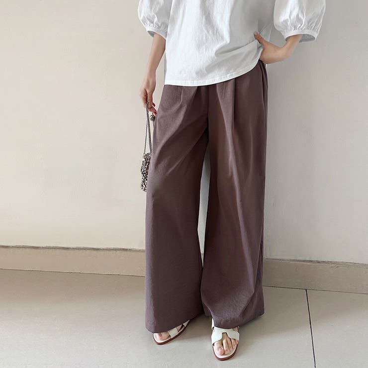 ブラウン | ハイウエストフレアパンツ | Doux Belle 