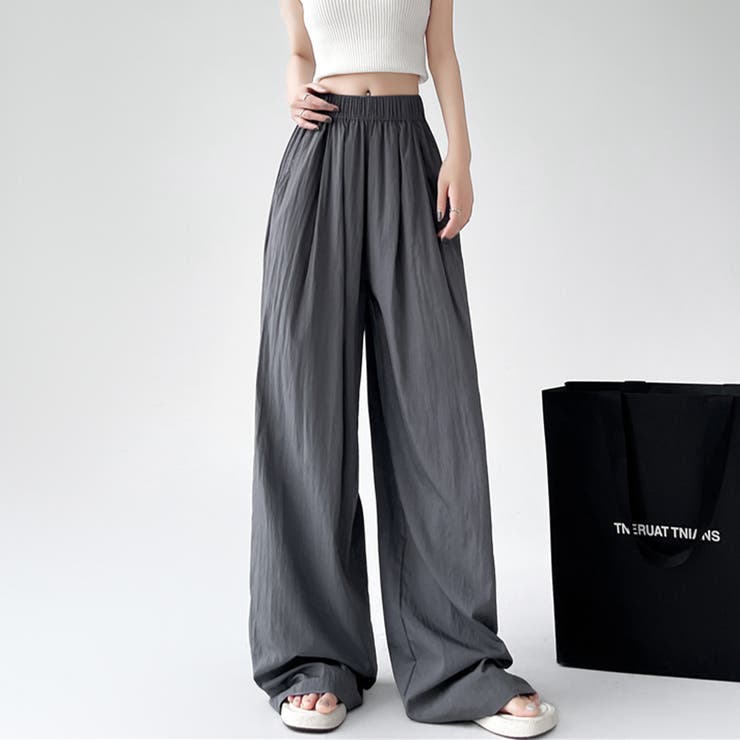 ダークグレー | ハイウエストロングパンツ | Doux Belle 