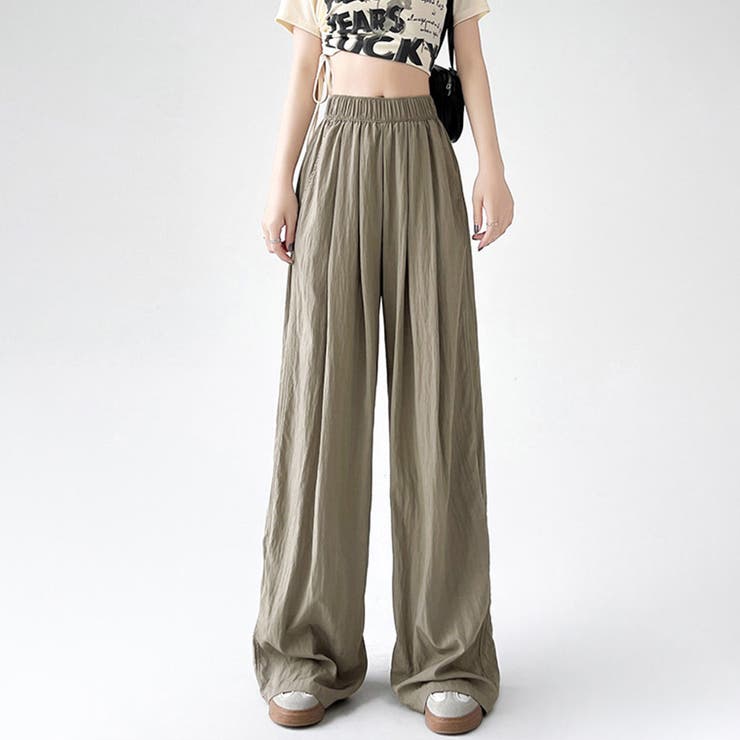 グレージュ | ハイウエストロングパンツ | Doux Belle 