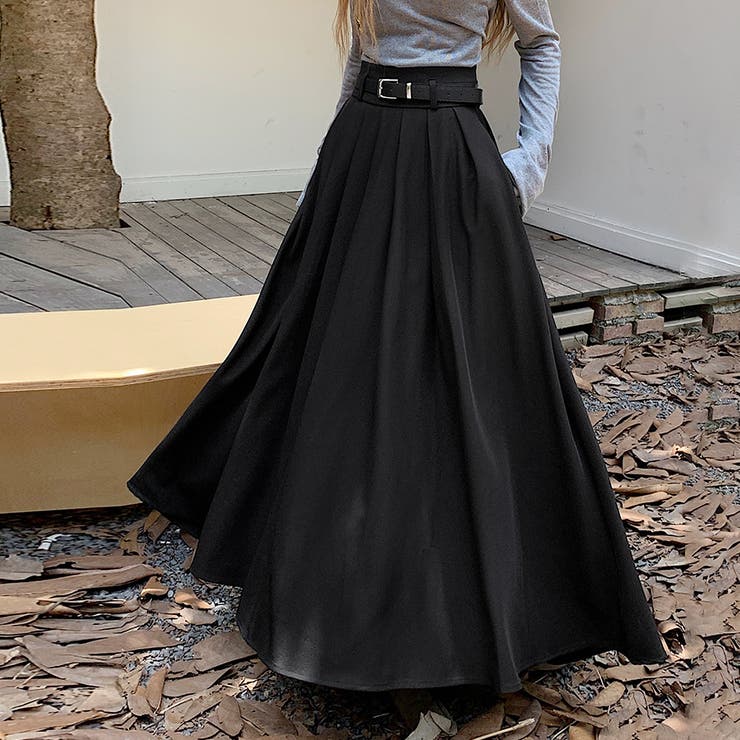 ブラック | ロングプリーツスカート | Doux Belle 