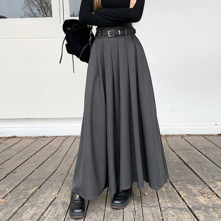 グレー | ロングプリーツスカート | Doux Belle 