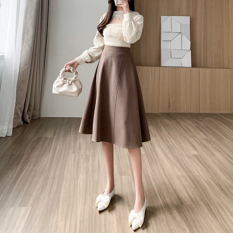 Aラインシルエットフレアミディアム丈スカート | Doux Belle  | 詳細画像8 