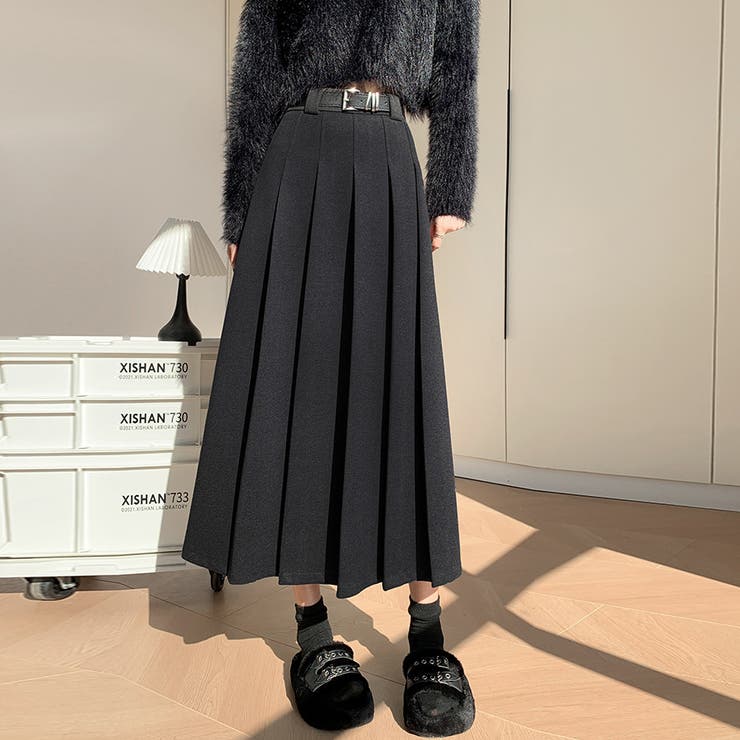 ハイウエストプリーツミディスカート | Doux Belle  | 詳細画像1 