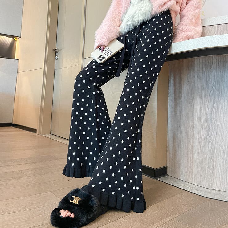 ドット柄フレアニットパンツ | Doux Belle  | 詳細画像11 