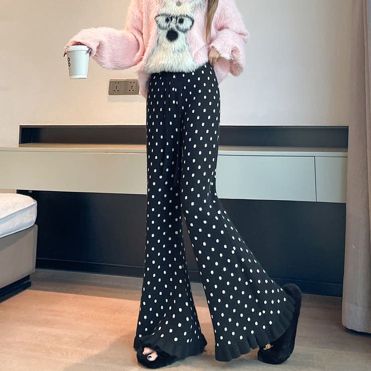 ドット柄フレアニットパンツ | Doux Belle  | 詳細画像13 