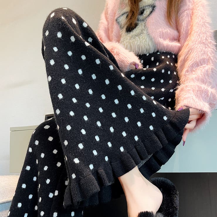 ドット柄フレアニットパンツ | Doux Belle  | 詳細画像14 