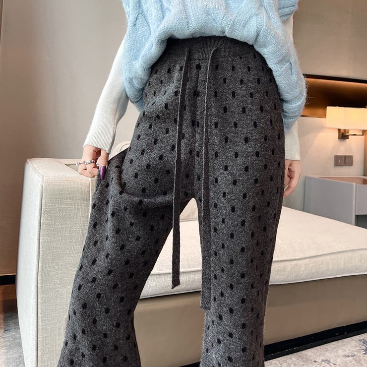 ドット柄フレアニットパンツ | Doux Belle  | 詳細画像2 