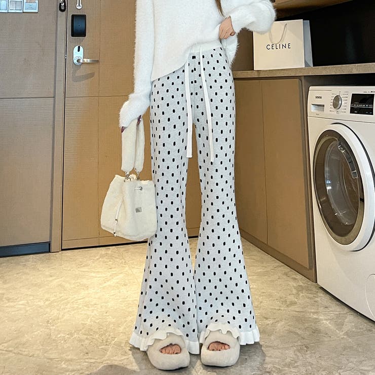 ドット柄フレアニットパンツ | Doux Belle  | 詳細画像8 