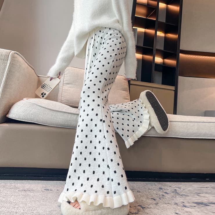 ドット柄フレアニットパンツ | Doux Belle  | 詳細画像9 