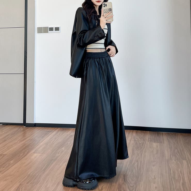 フェイクレザーワイドパンツ | Doux Belle  | 詳細画像12 