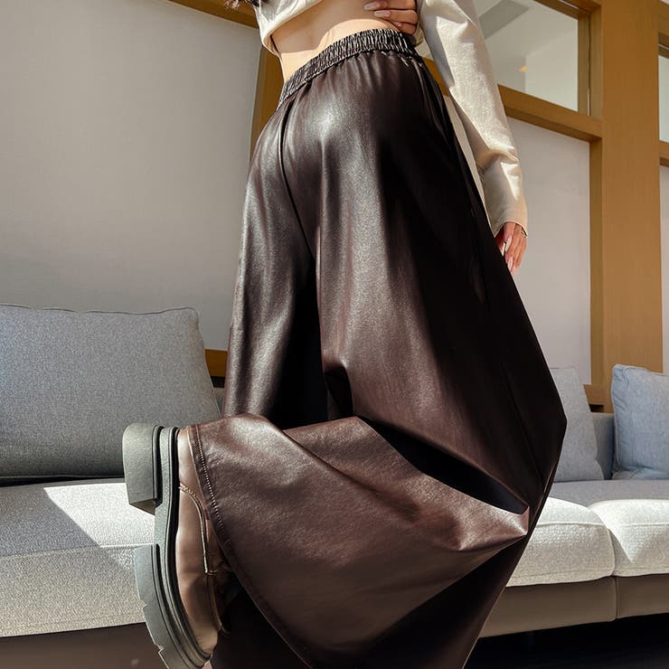 フェイクレザーワイドパンツ | Doux Belle  | 詳細画像3 