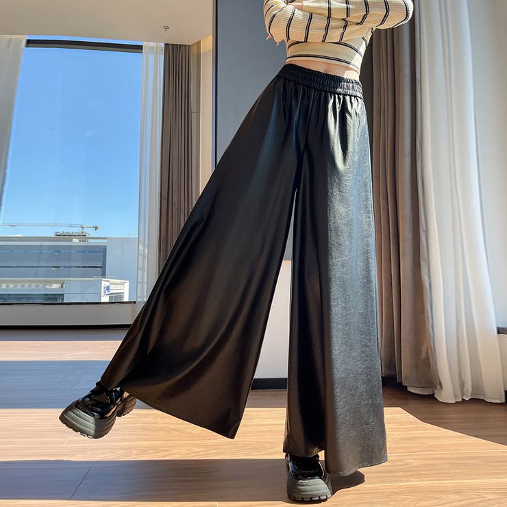 フェイクレザーワイドパンツ | Doux Belle  | 詳細画像9 