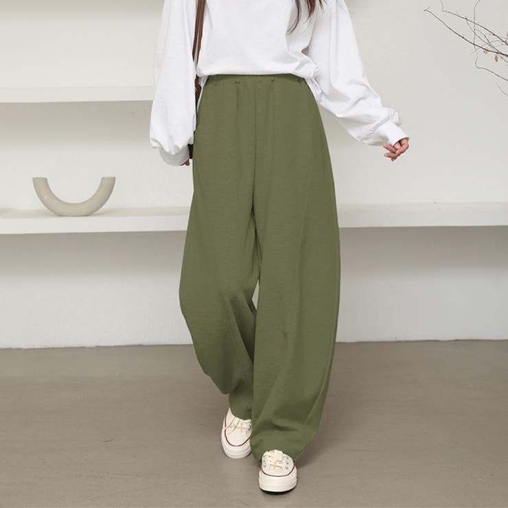 カーキ | ワイドスウェットパンツ レディース パンツ | Doux Belle 