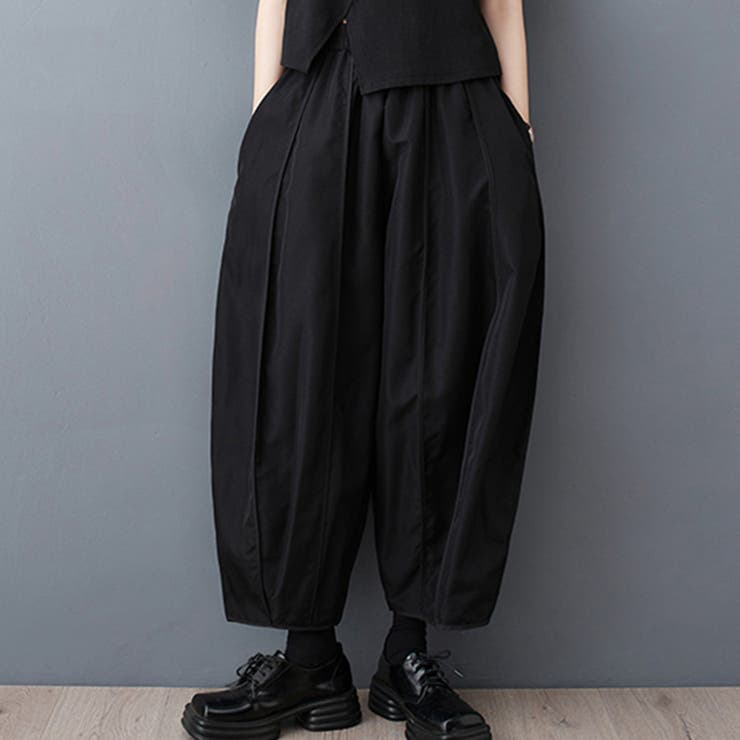 ブラック | 深タック入りバルーンパンツ レディース パンツ | Doux Belle 