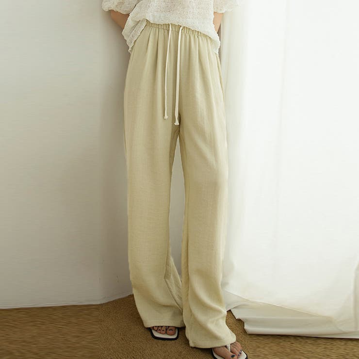 ベージュ | シンプルワイドパンツ レディース パンツ | Doux Belle 