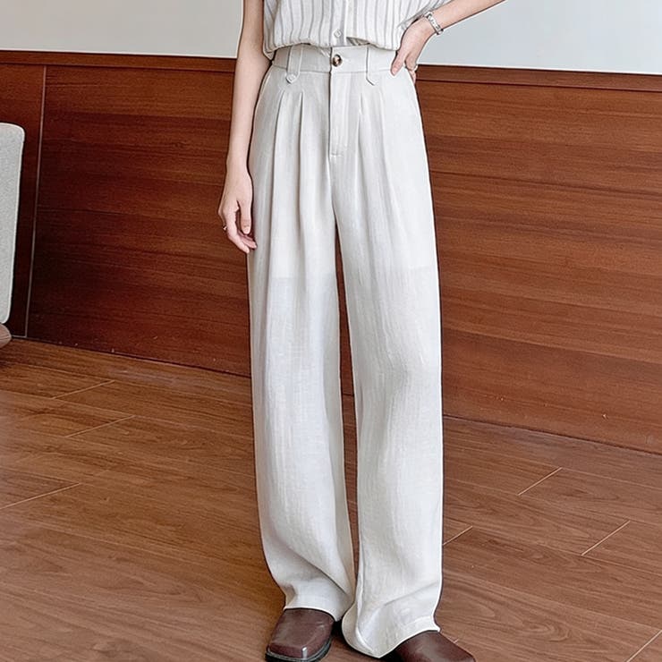 ベージュ | タック入りワイドパンツ レディース パンツ | Doux Belle 