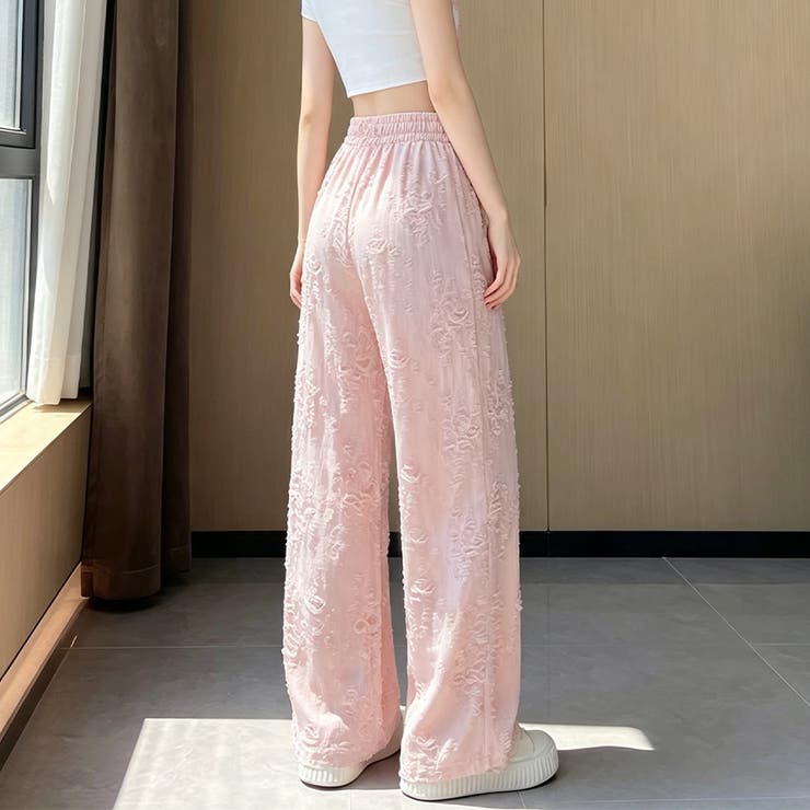 フリンジカットジャガードワイドロングパンツ レディース ボトムス | Doux Belle  | 詳細画像6 