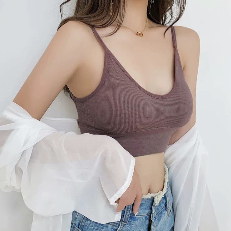 スモーキーピンク | リブキャミブラトップ | Doux Belle 