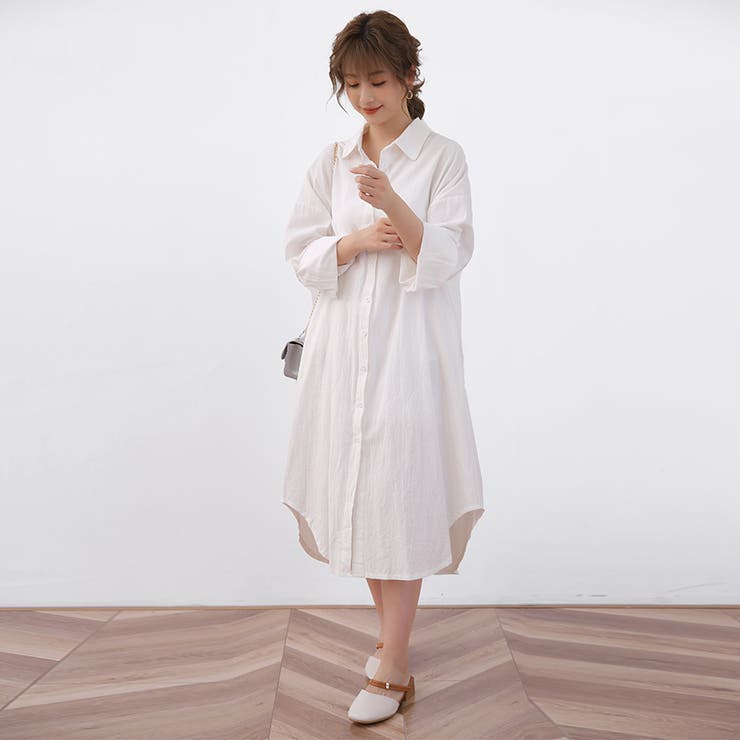 麻混素材シャツワンピ アウター レディース | Doux Belle  | 詳細画像7 