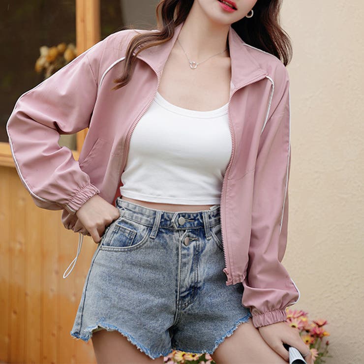 ピンク | クロップド丈トラックジャケット | Doux Belle 