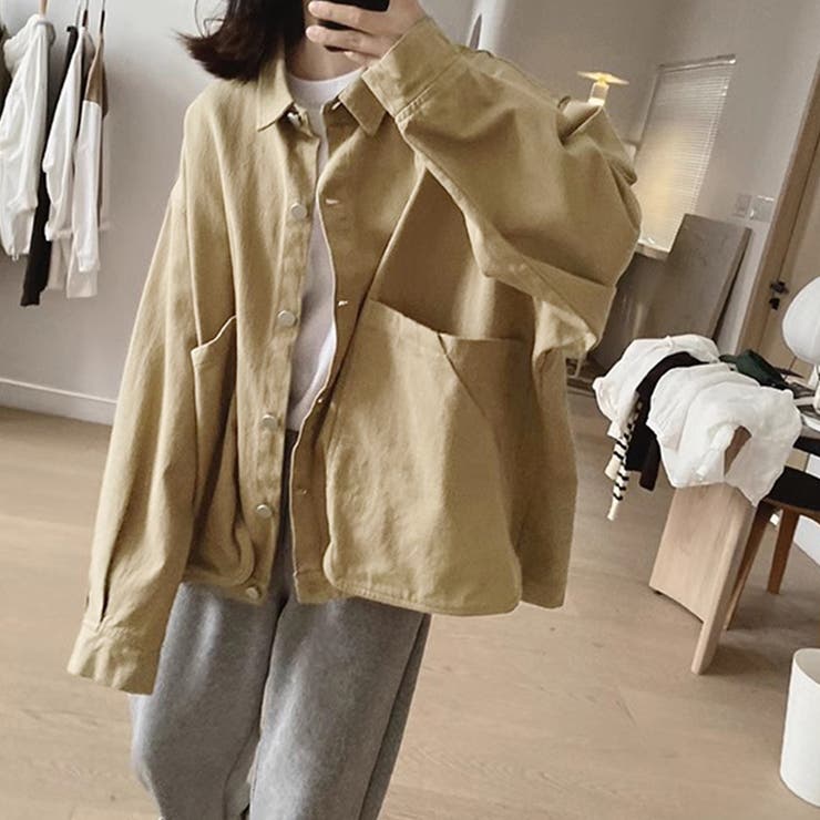 キャメル | オーバーサイズシャツジャケット | Doux Belle 