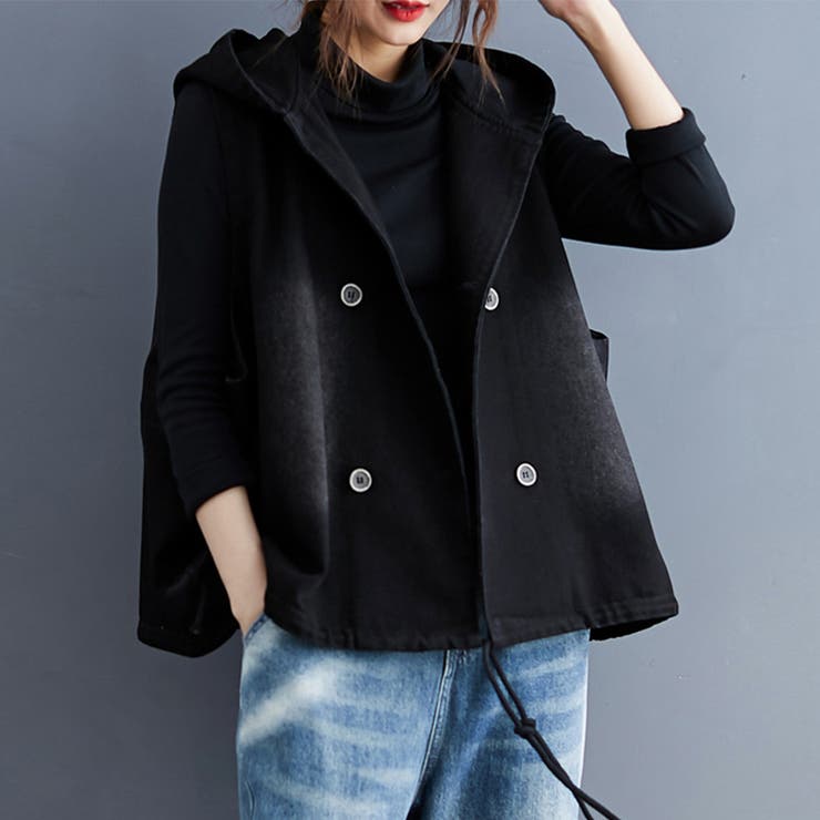 フード付きダブルボタンベスト | Doux Belle  | 詳細画像2 