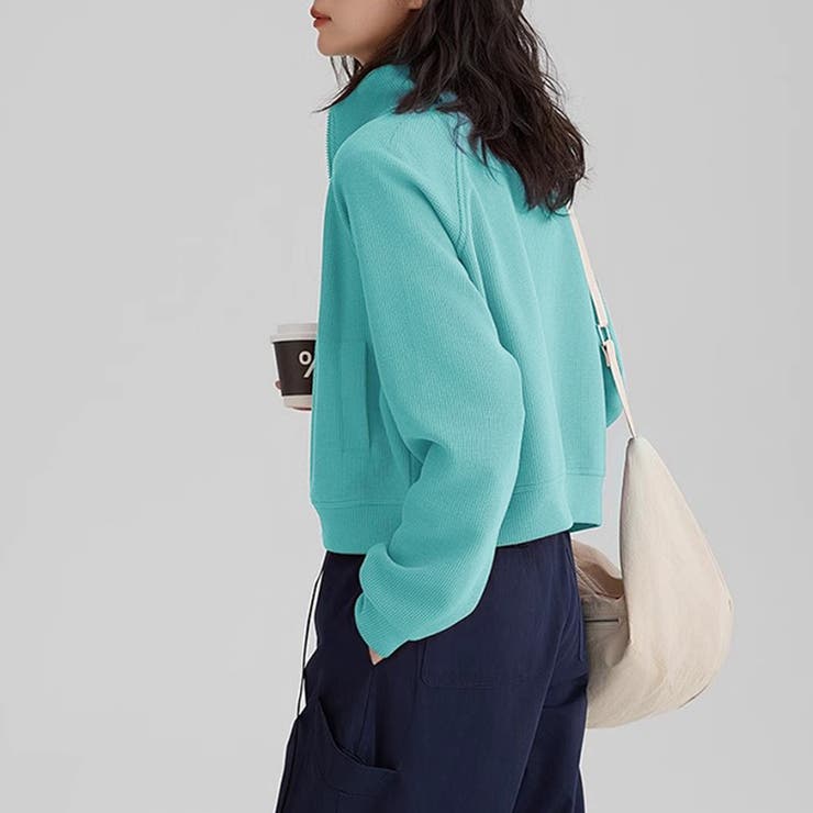 ワッフル素材ハイネックジップアップジャケット | Doux Belle  | 詳細画像9 