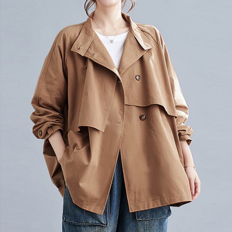 キャメル | ケープ風デザイントレンチコート | Doux Belle 