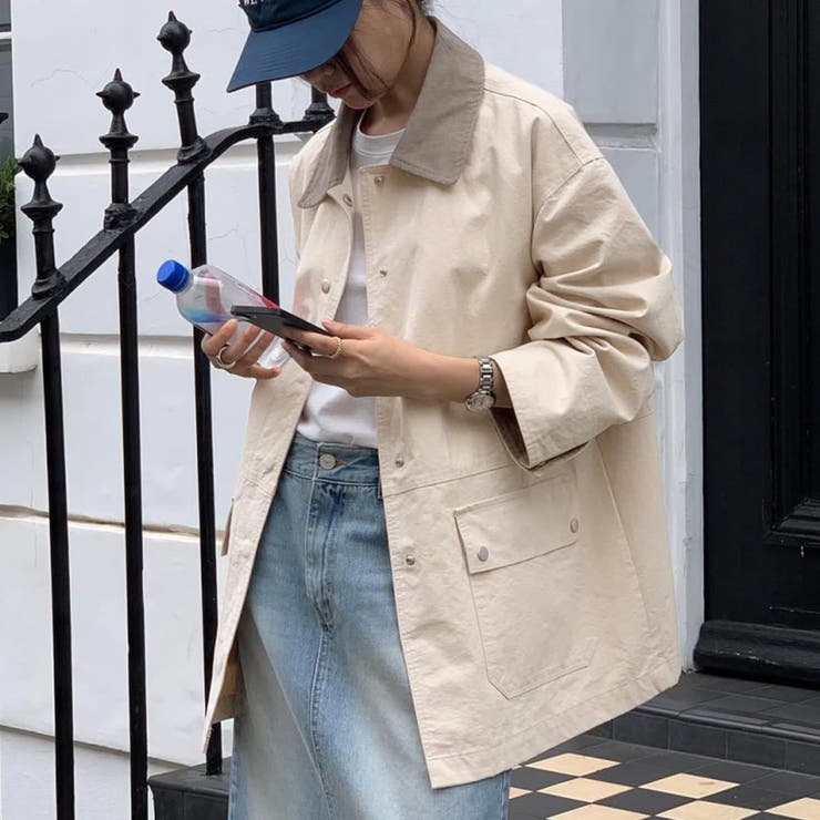 配色ステッチ入りカジュアルジャケット | Doux Belle  | 詳細画像1 