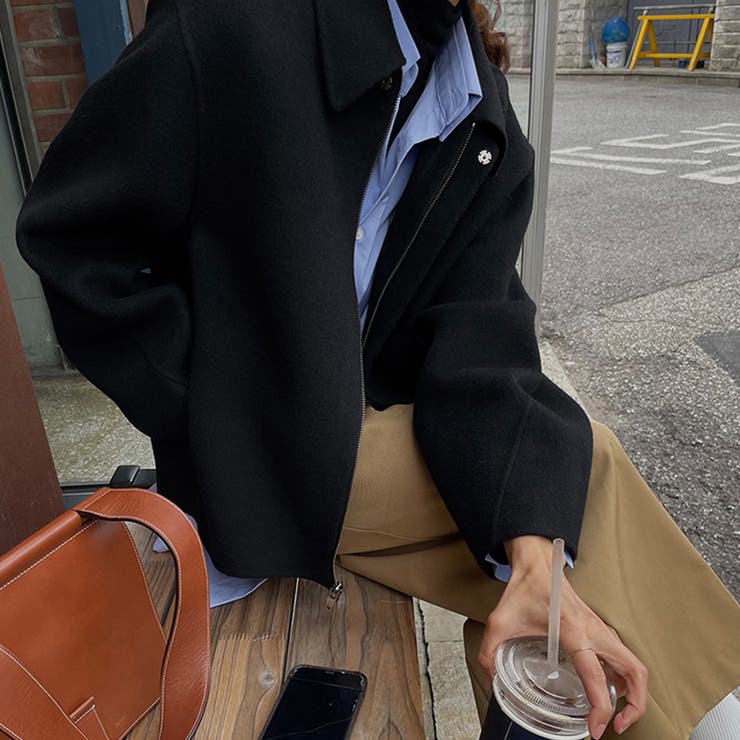 ウール調ワイドカラーショートジャケット | Doux Belle  | 詳細画像16 