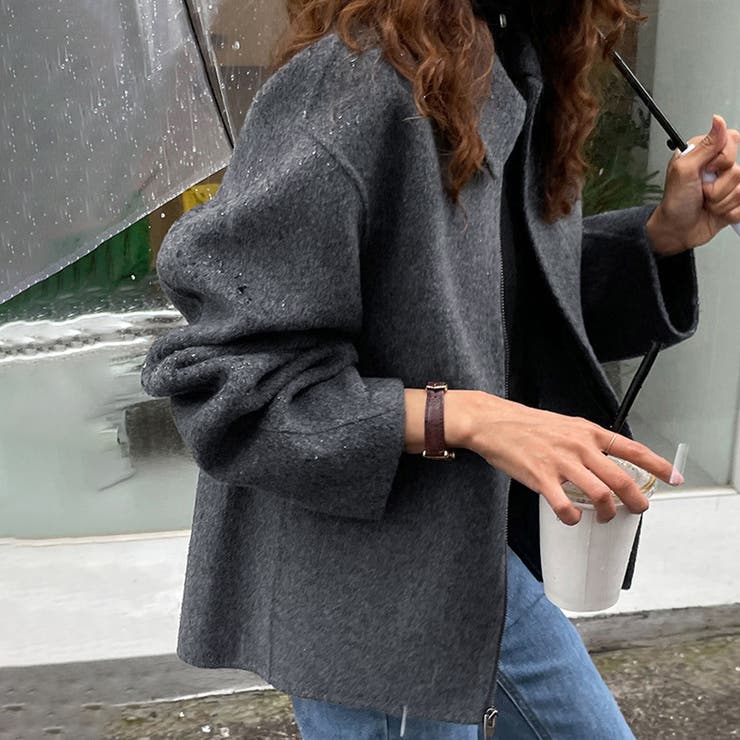 ウール調ワイドカラーショートジャケット | Doux Belle  | 詳細画像4 