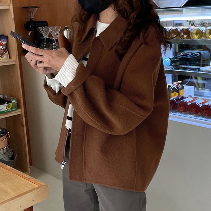 ウール調ワイドカラーショートジャケット | Doux Belle  | 詳細画像8 