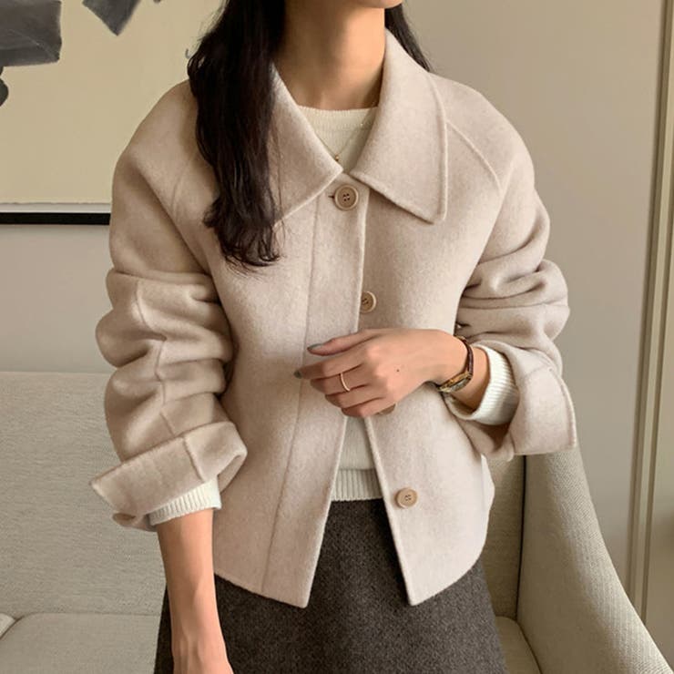 ベージュ | ワイドカラーショートジャケット | Doux Belle 