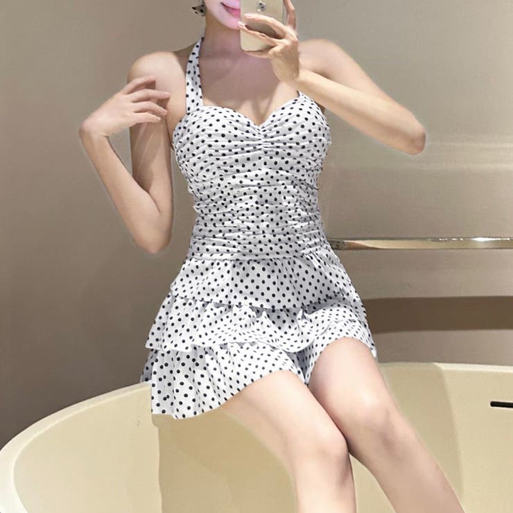 ドット柄ワンピーススイムウェア レディース 水着 | Doux Belle  | 詳細画像2 