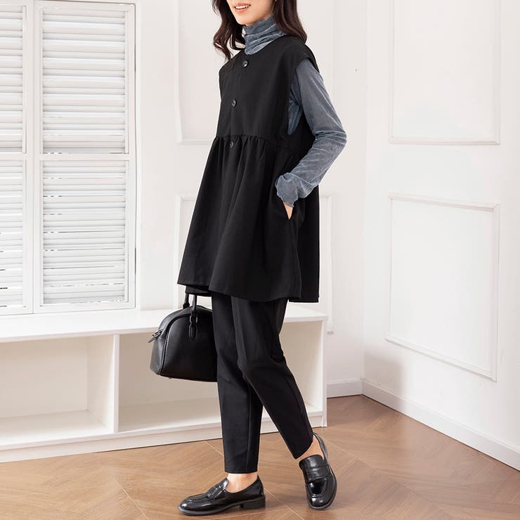 ブラック | ペプラムシルエットセットアップ | Doux Belle 