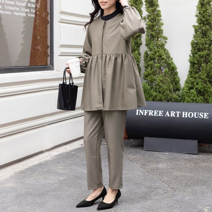 ラウンドネックペプラムシルエットセットアップ | Doux Belle  | 詳細画像2 