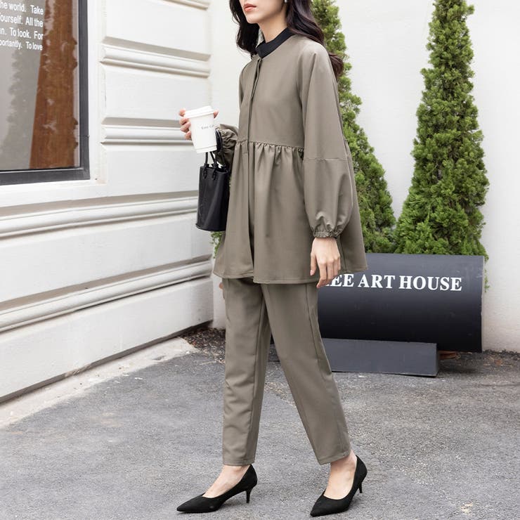 ラウンドネックペプラムシルエットセットアップ | Doux Belle  | 詳細画像3 