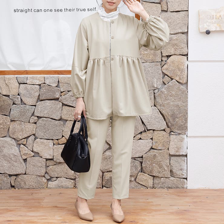 ラウンドネックペプラムシルエットセットアップ | Doux Belle  | 詳細画像6 