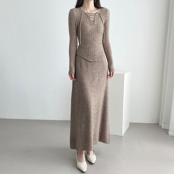 レースアップ×リブニットセットアップ | Doux Belle  | 詳細画像1 