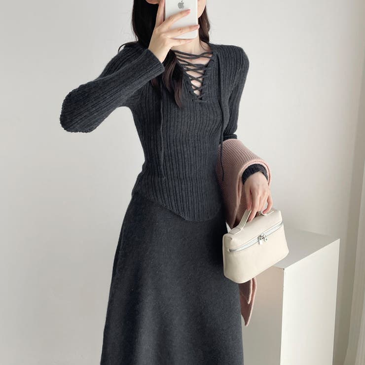 レースアップ×リブニットセットアップ | Doux Belle  | 詳細画像13 