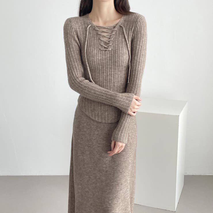 レースアップ×リブニットセットアップ | Doux Belle  | 詳細画像2 